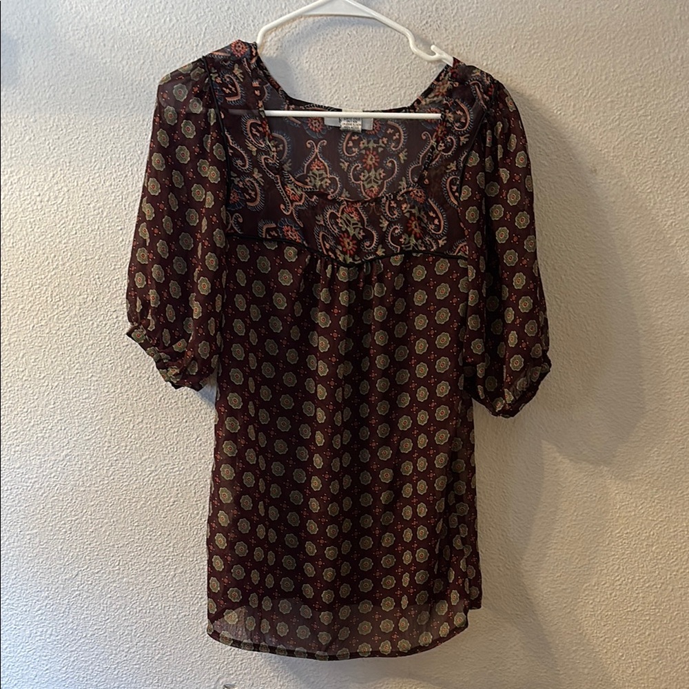 Pinky Sheer Blouse with Paisley Pattern